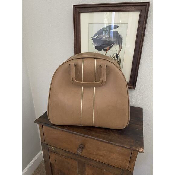 Vintage Midcentury Bowling Ball Bag with Metal Ball Rack Retro Bowling Bag - Picture 1 of 8